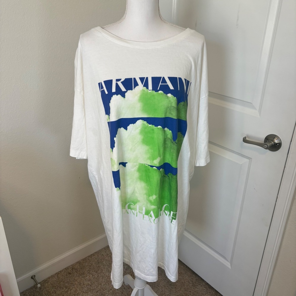 Armani Exchange Sustainability Project Cloud Graphic T-Shirt Dress White XL